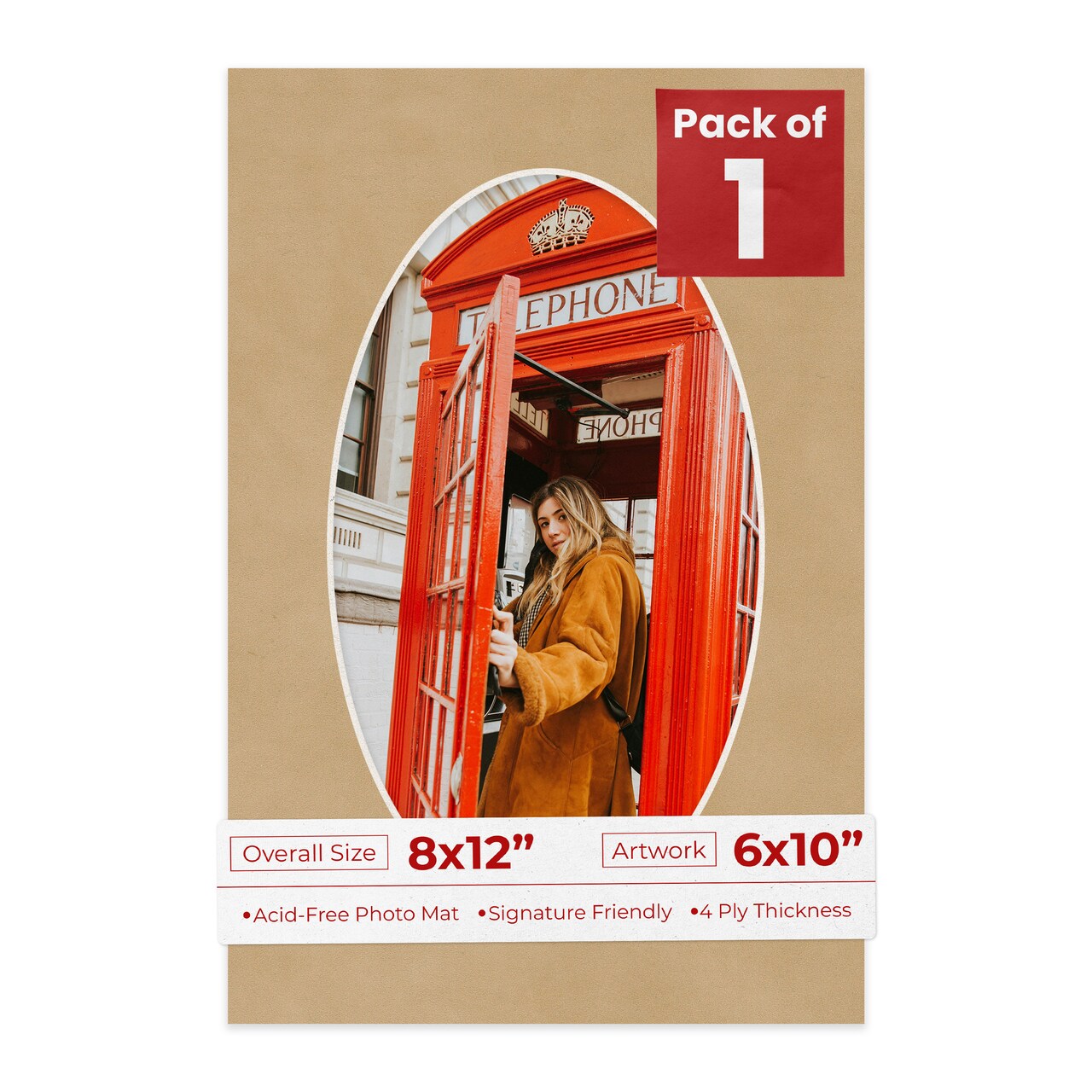 Beige Suede Mat Board for 8x12 Frames - Oval Opening for 6x10 Photos